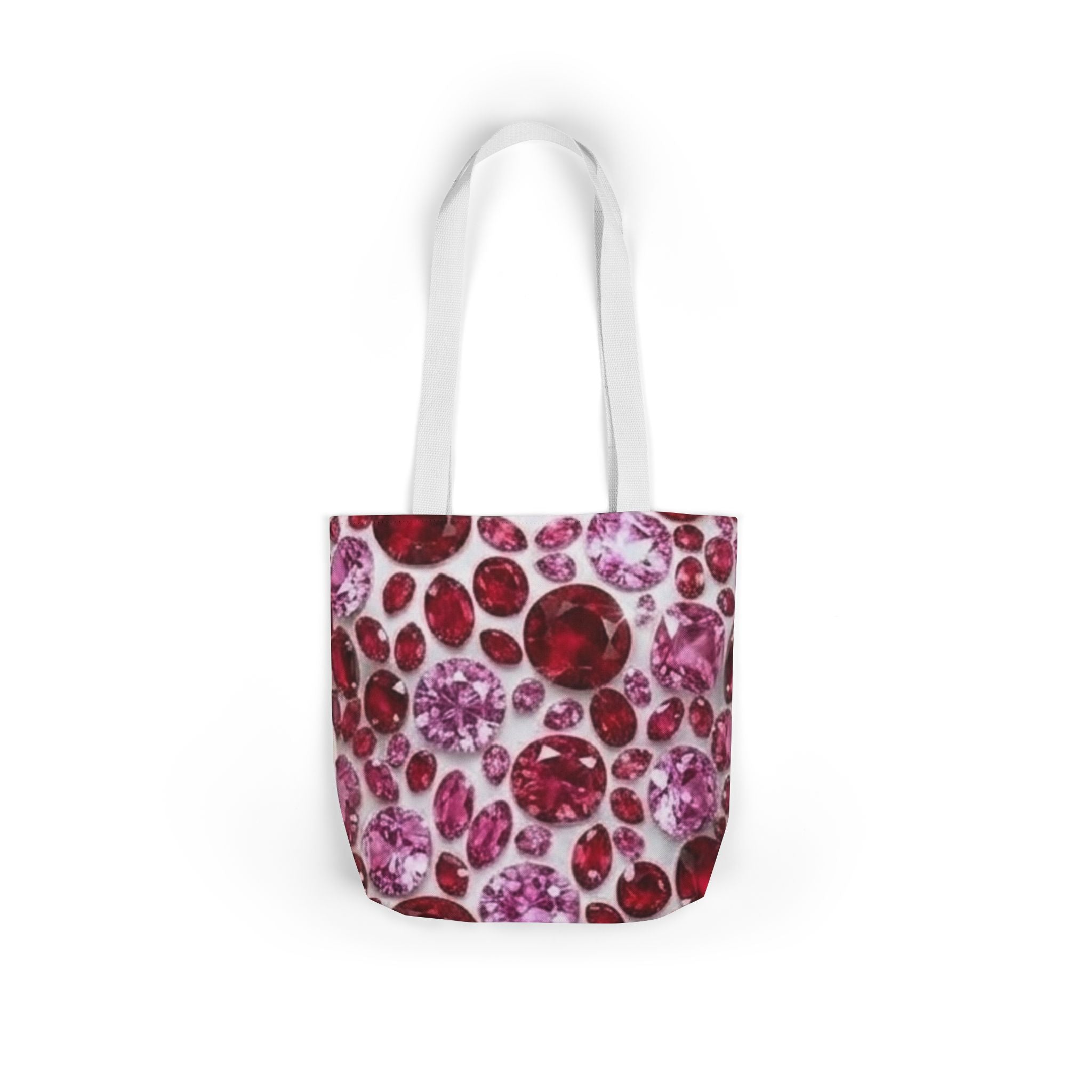Ruby Gemstone Pattern Canvas Tote — Sparkling Red Jewel Print Tote Bag