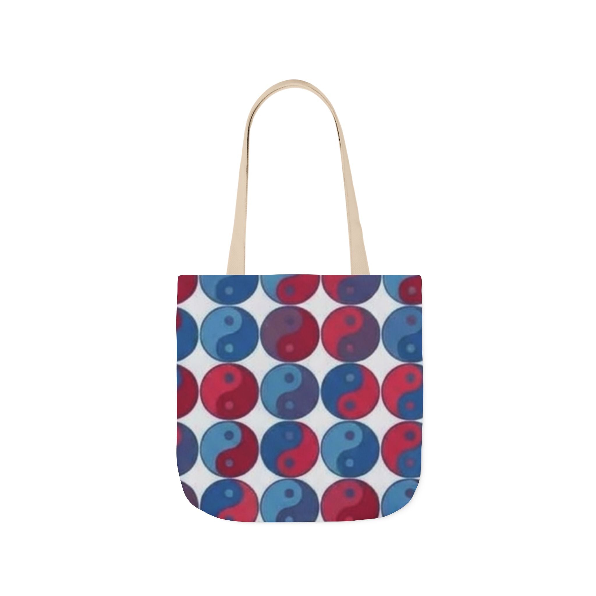 Yin Yang Pattern Canvas Tote — Red & Blue Reversible Symbol Beach Bag
