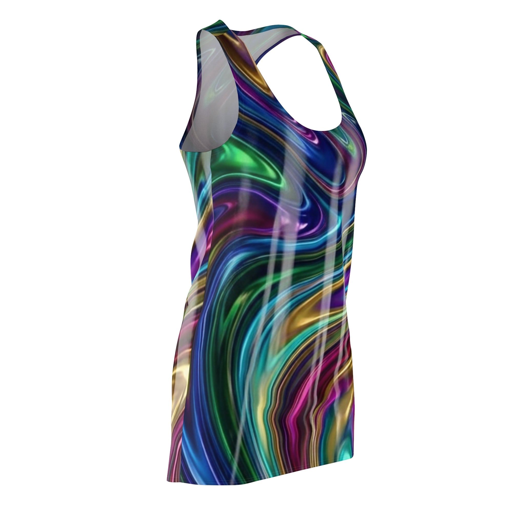 Racerback Dress — Iridescent Swirl All-Over Print