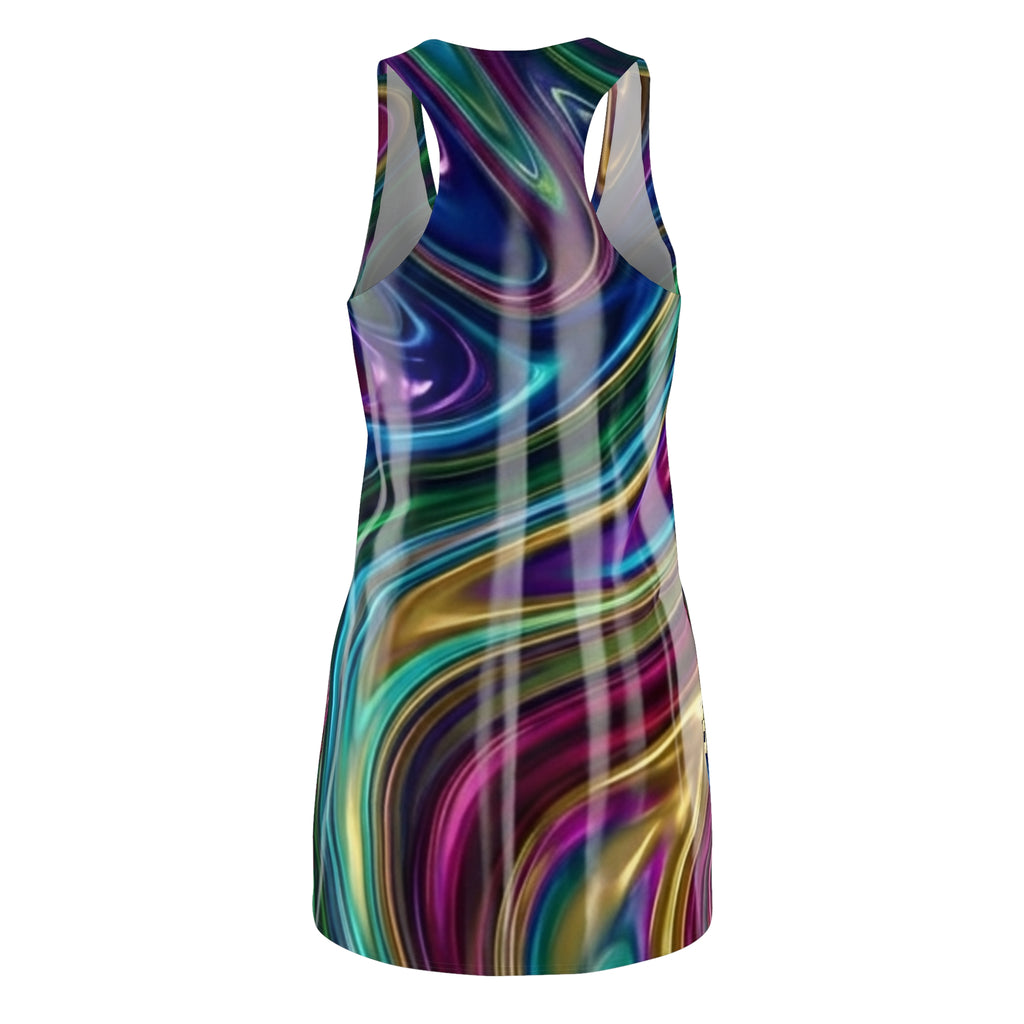 Racerback Dress — Iridescent Swirl All-Over Print