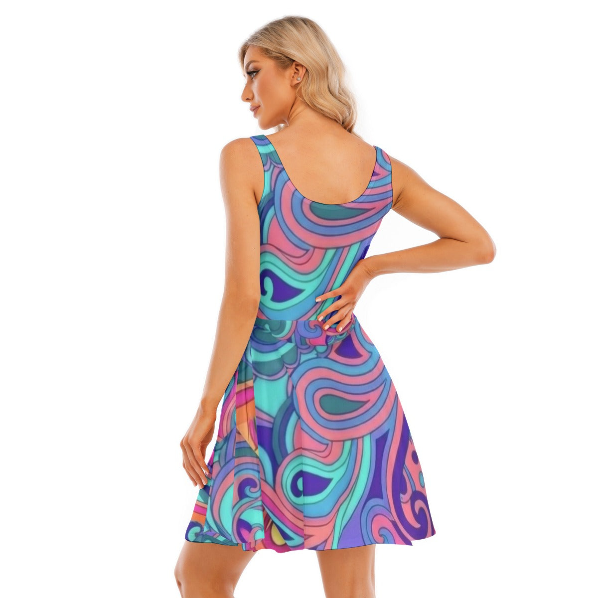 Psychedelic Swirl All-Over Print Women's Tank Vest Dress