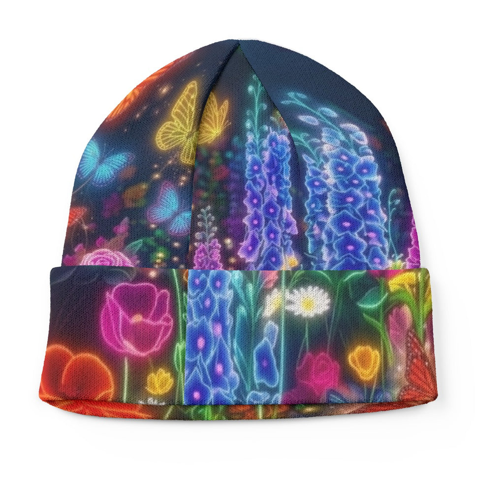 Neon Floral Butterfly All-Over Print Knitted Hat