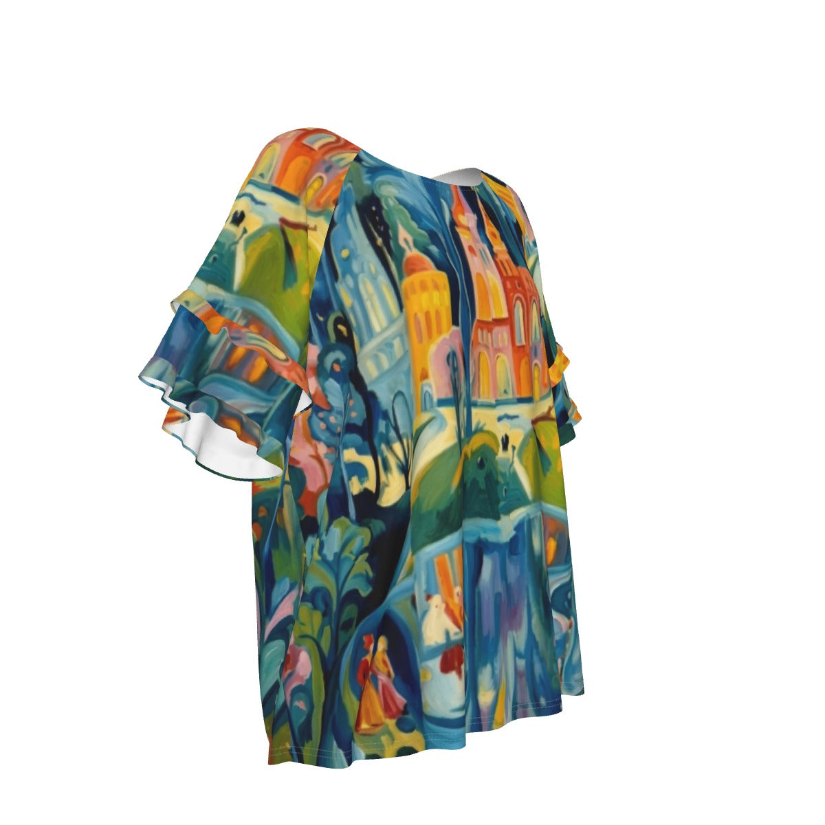 Multi-Color Artistic abstract Women's Round Neck Raglan Sleeve T-shirt