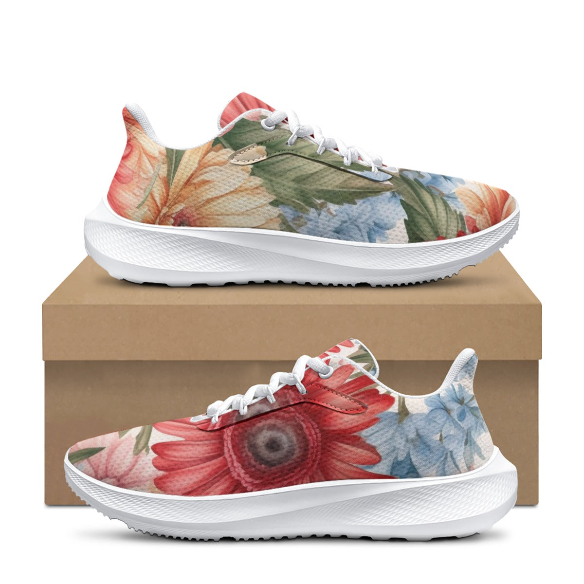 Gerbera daisies and tropical floral patterns Women's Road Running Shoes