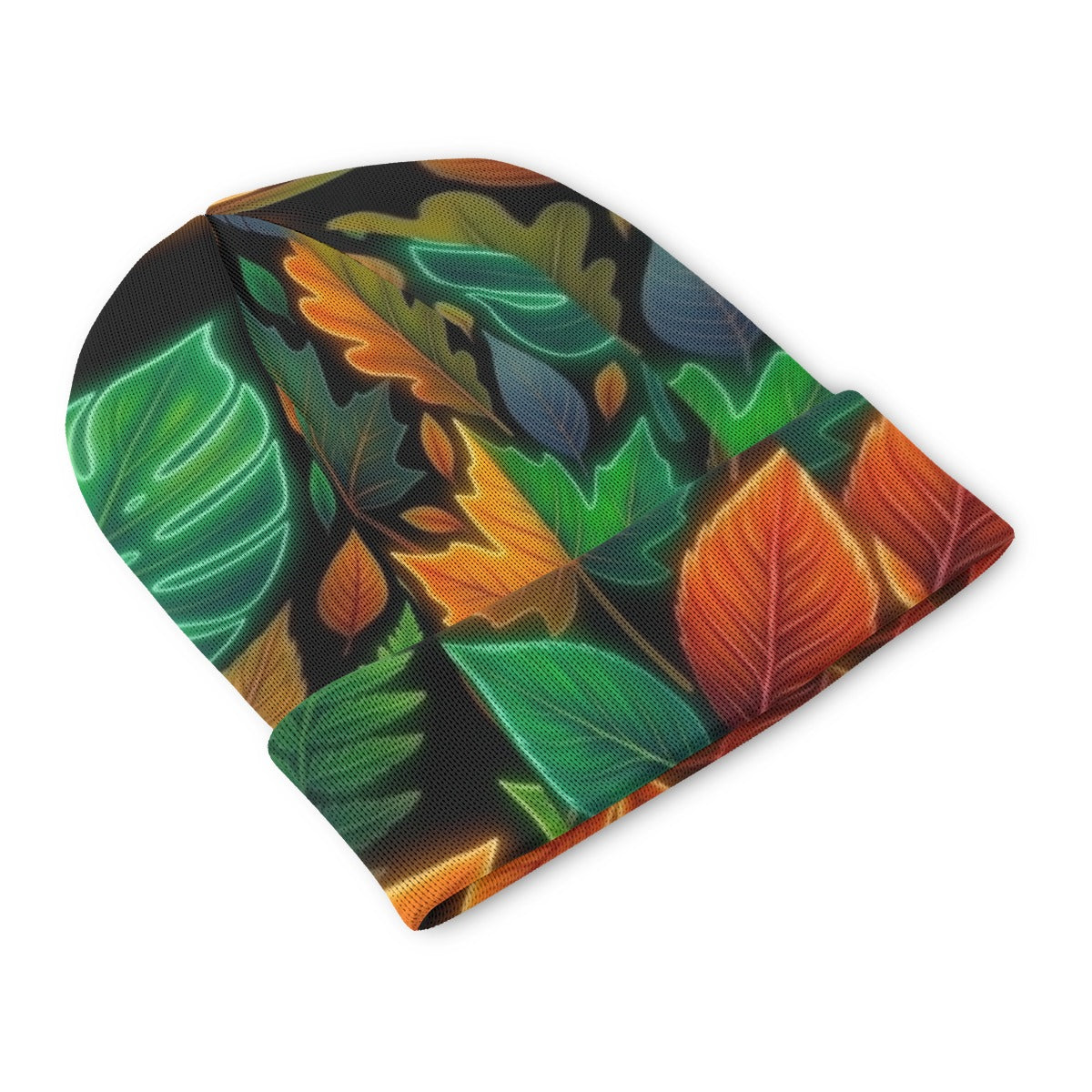 Multi-Color Autumn Leaves All-Over Print Knitted Hat