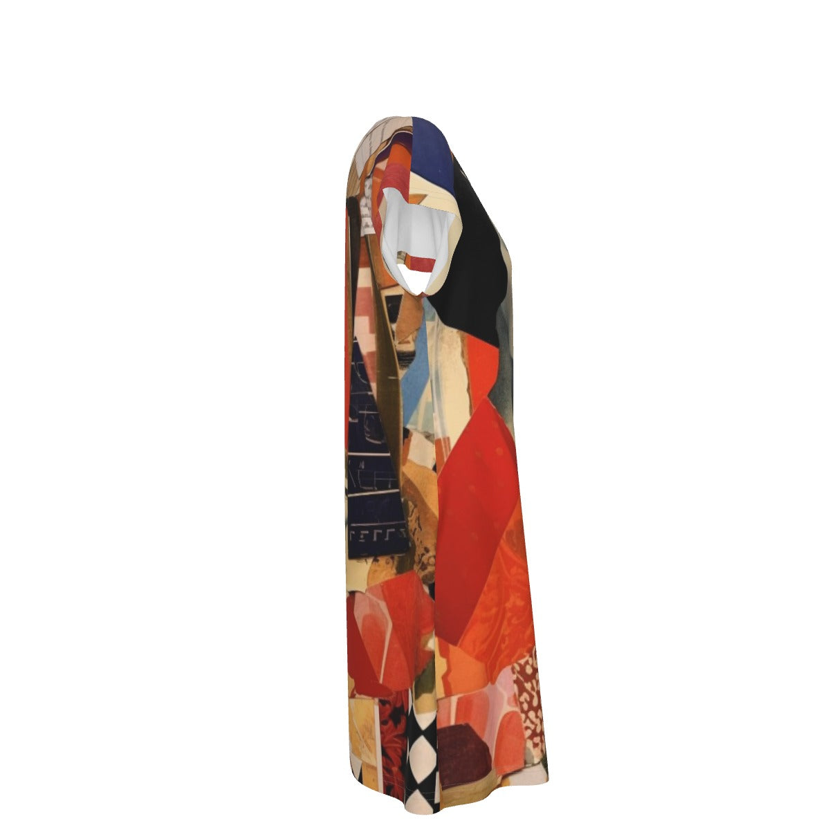 Cubist-inspired artistic All-Over Print Women's Short Sleeve Dress