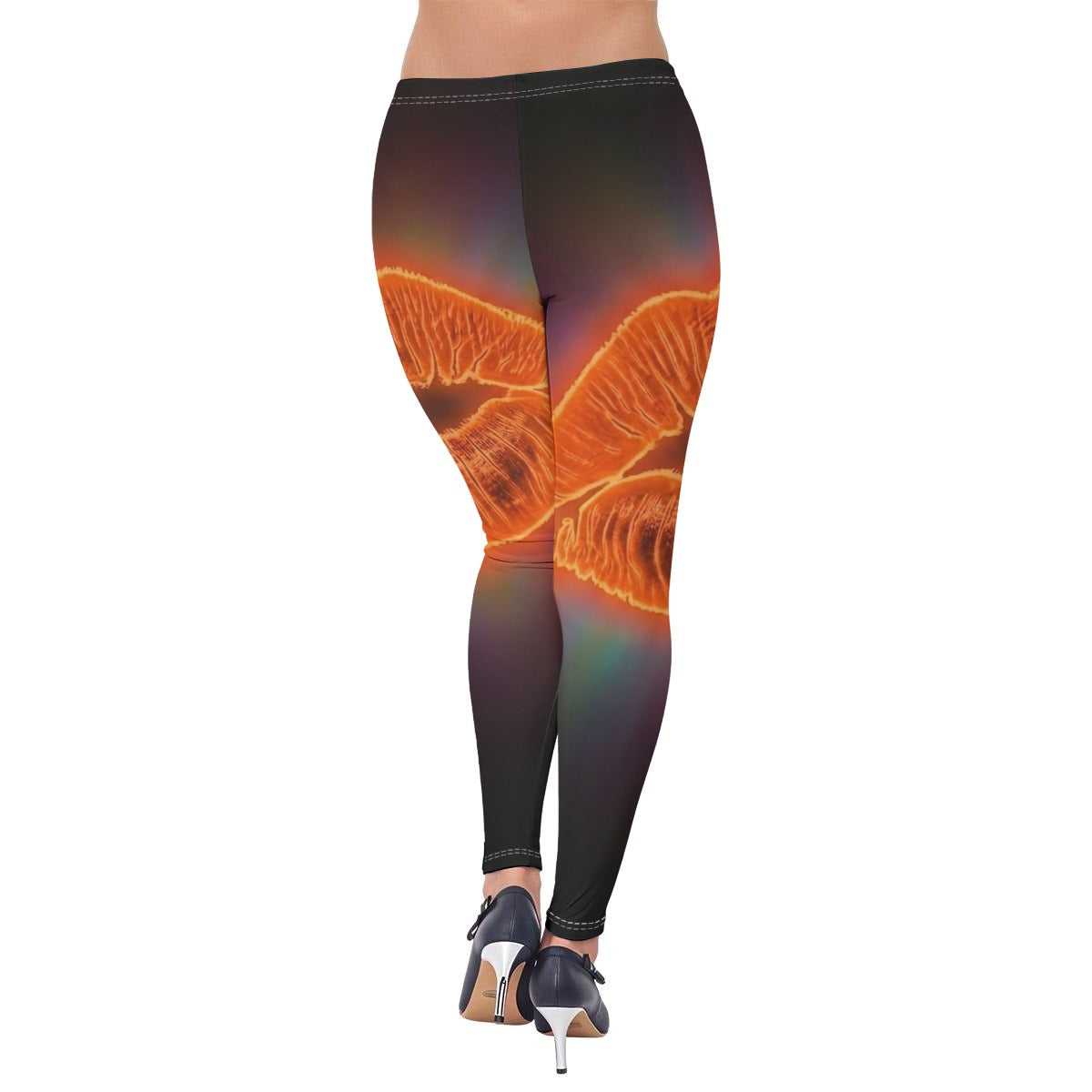 Neon Orange Lips All-Over Print Women's High-Stretch Leggings