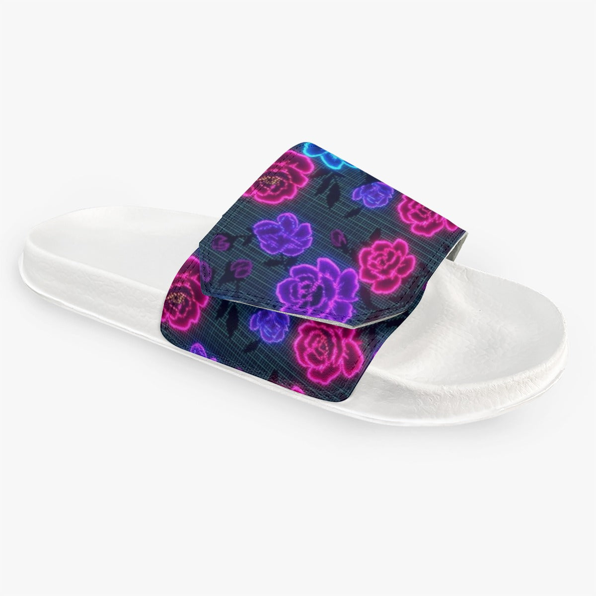 Fluorescent-Floral All-Over Print Women's Velcro Slippers
