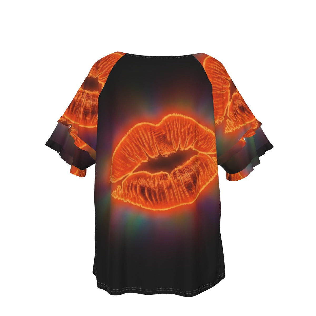Neon Orange Lips Women's Round Neck Raglan Sleeve T-shirt