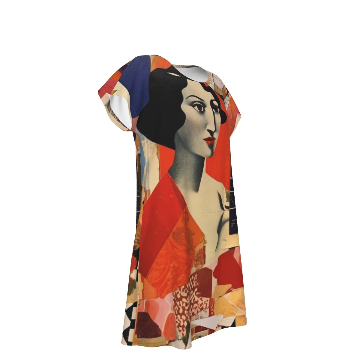 Cubist-inspired artistic All-Over Print Women's Short Sleeve Dress