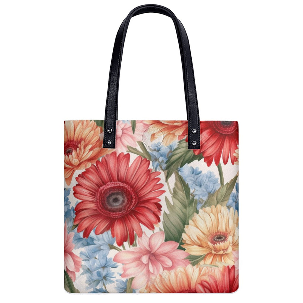 Gerbera daisies and tropical floral patterns PU Shoulder Bag
