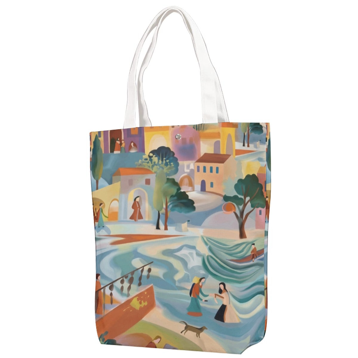 Color Splash Mediterranean-inspired coastal Canvas Bag With Shoulder Strap