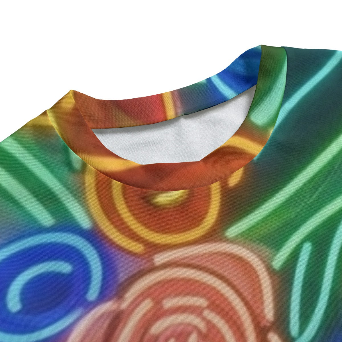 Multi-color Vibrant Abstract Floral All-Over Print Women's Side Split T-shirt Set