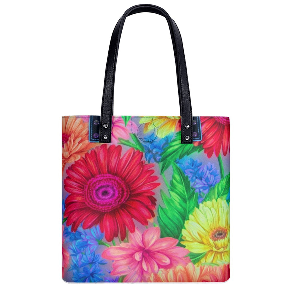 daisy and watercolor floral PU Shoulder Bag