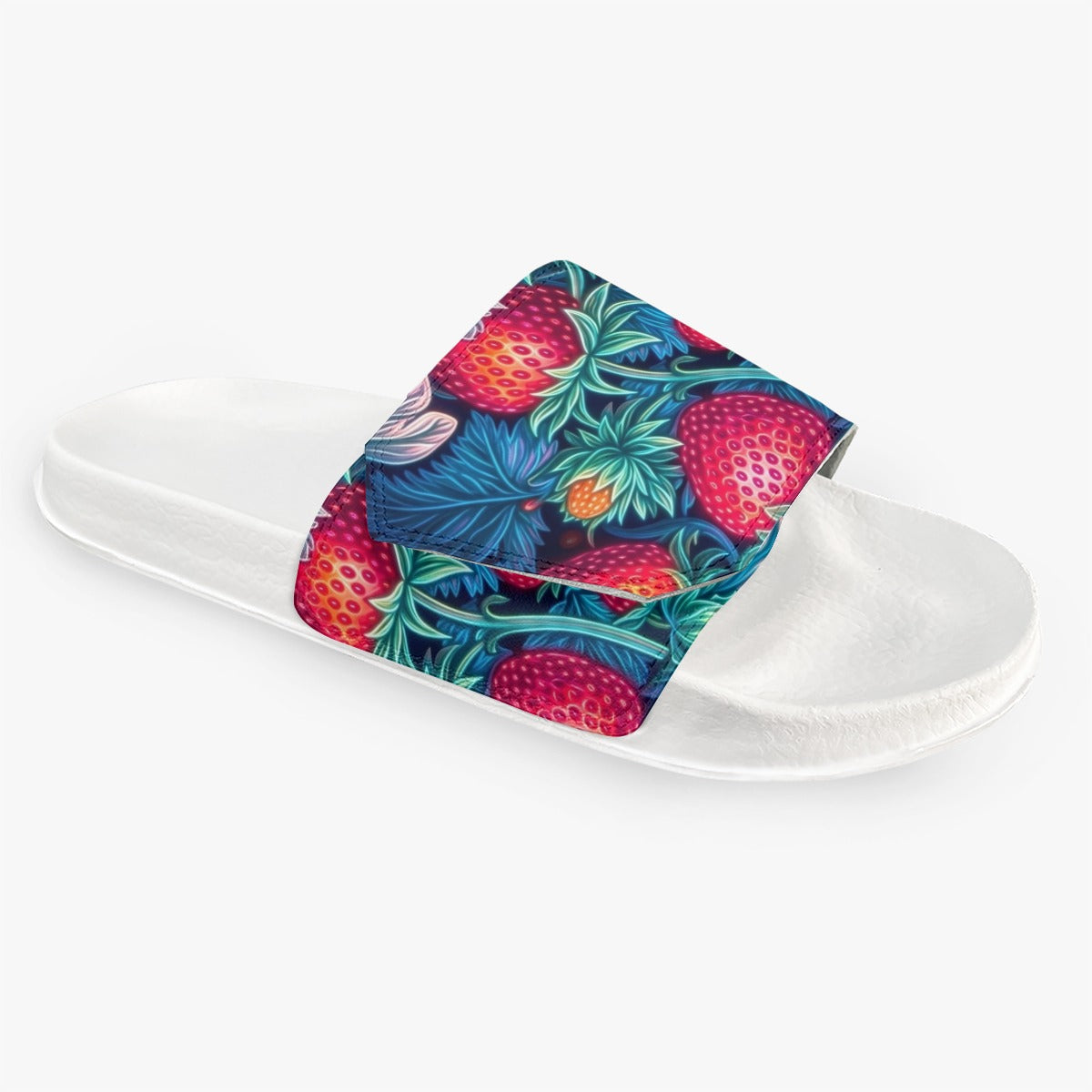 Ripe-Red-Strawberries Women's Velcro Slippers