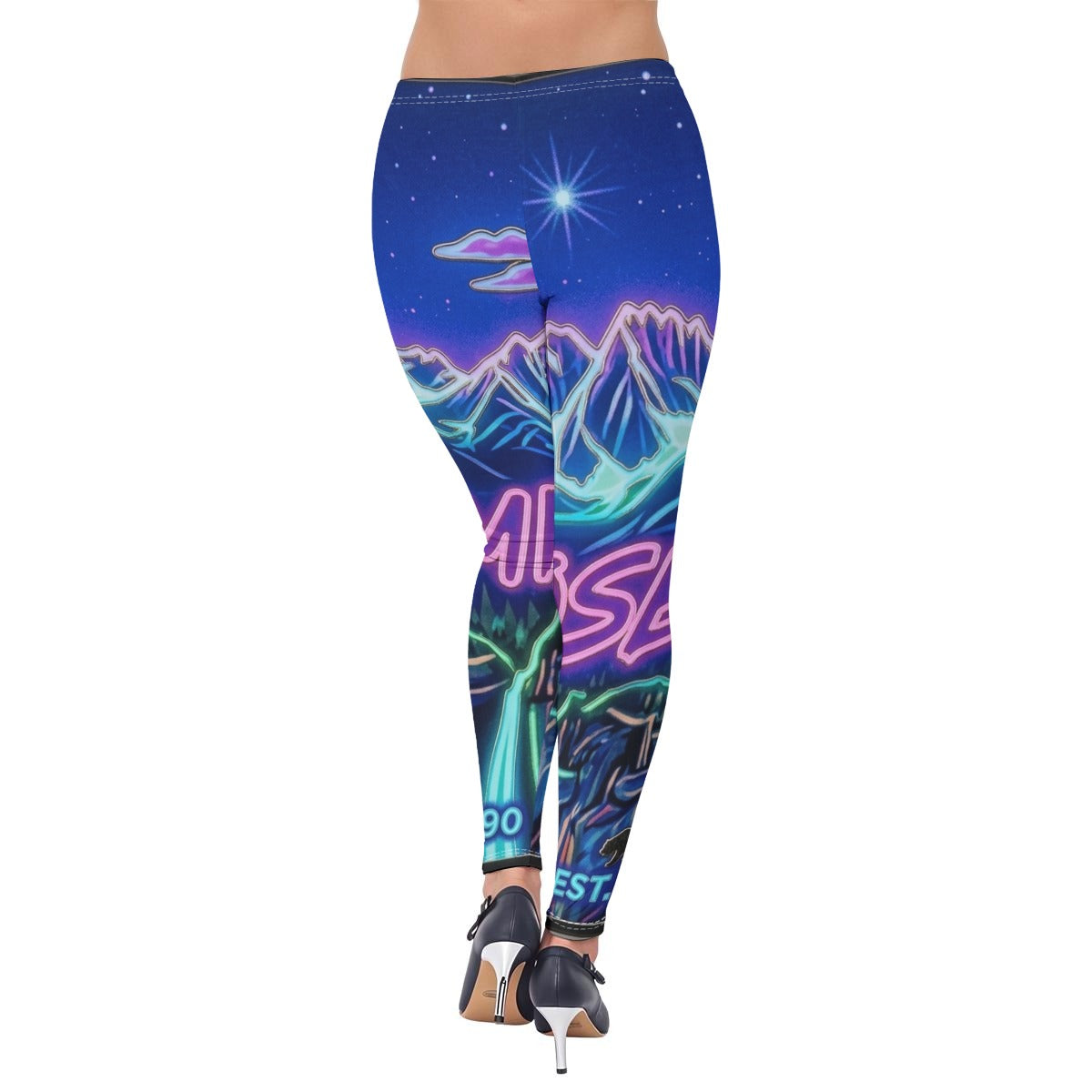 Retro Synth-wave/Neon Yosemite National Park All-Over Print Women's High-Stretch Leggings