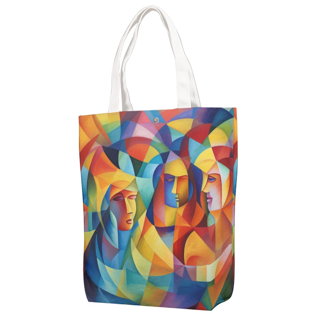 Vibrant Cubist abstract art Canvas Bag With Shoulder Strap