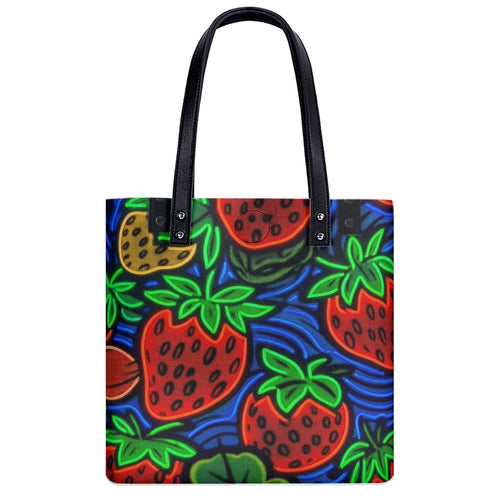 All-Over Print Pop Art Strawberry PU Shoulder Bag