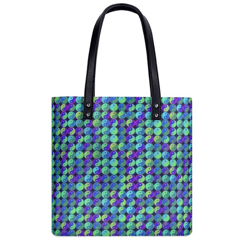 Blue, Teal, and Purple Yin Yang PU Shoulder Bag