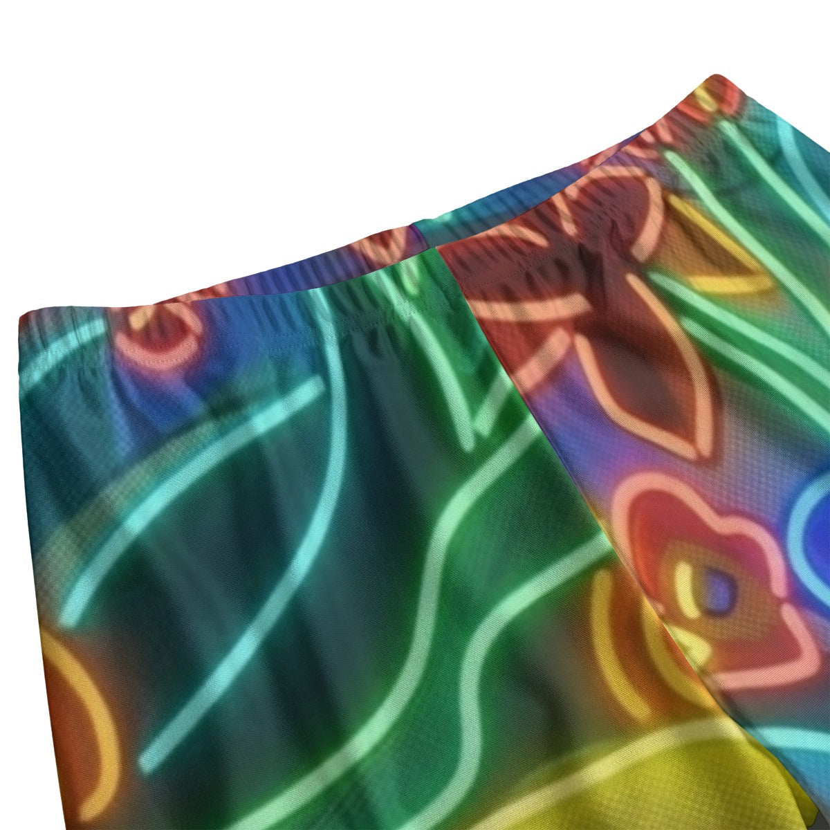 Multi-color Vibrant Abstract Floral All-Over Print Women's Side Split T-shirt Set