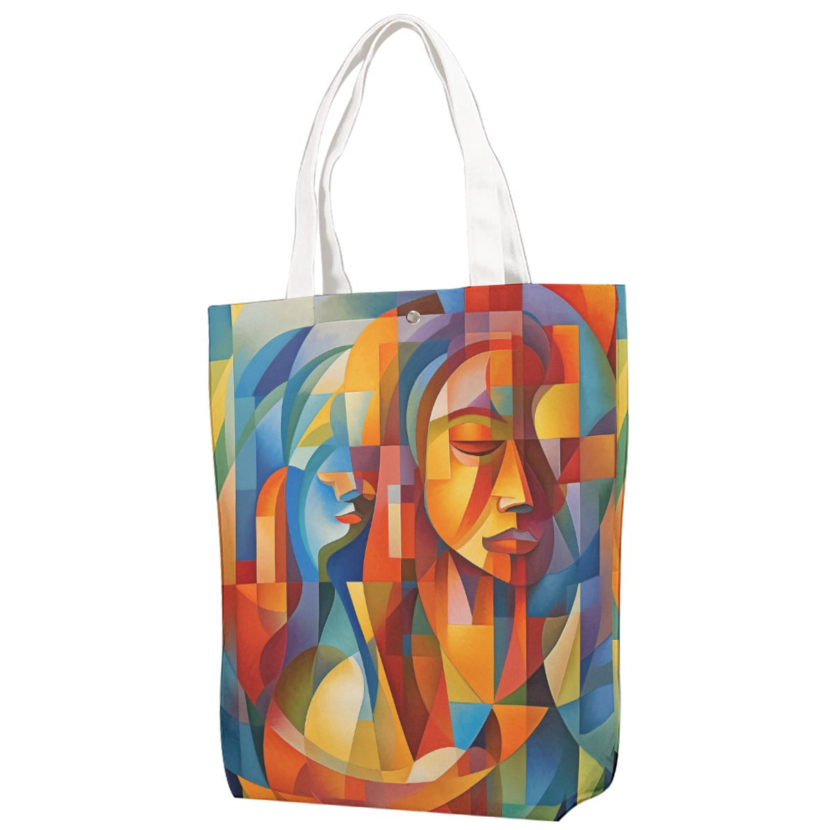 Vibrant Cubist Abstract Art Canvas Bag With Shoulder Strap