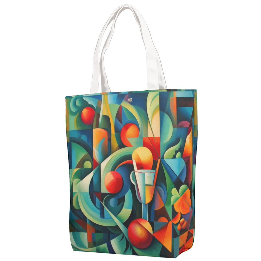 Abstract Geometric All-Over-Print Canvas Bag With Shoulder Strap