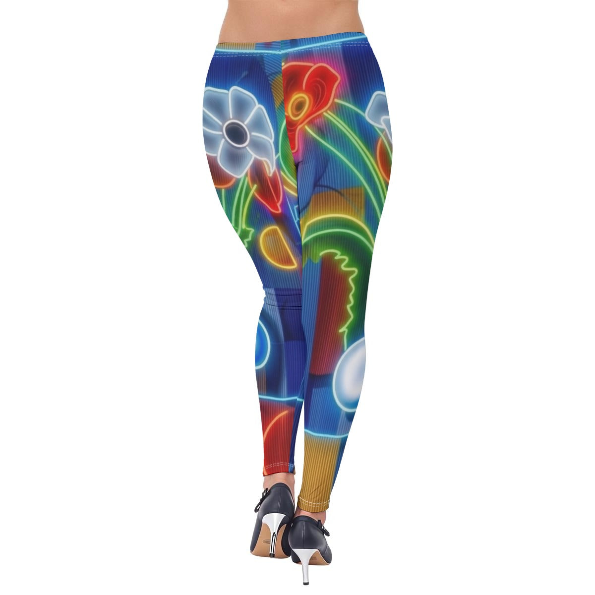 Multi-Color Glowing Flower Botanical All-Over Print Women's High-Stretch Leggings