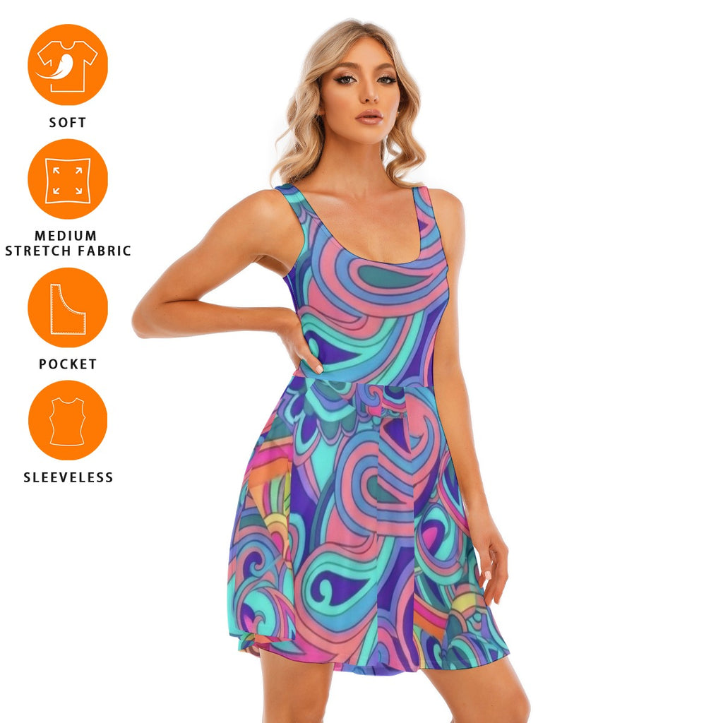 Psychedelic Swirl All-Over Print Women's Tank Vest Dress