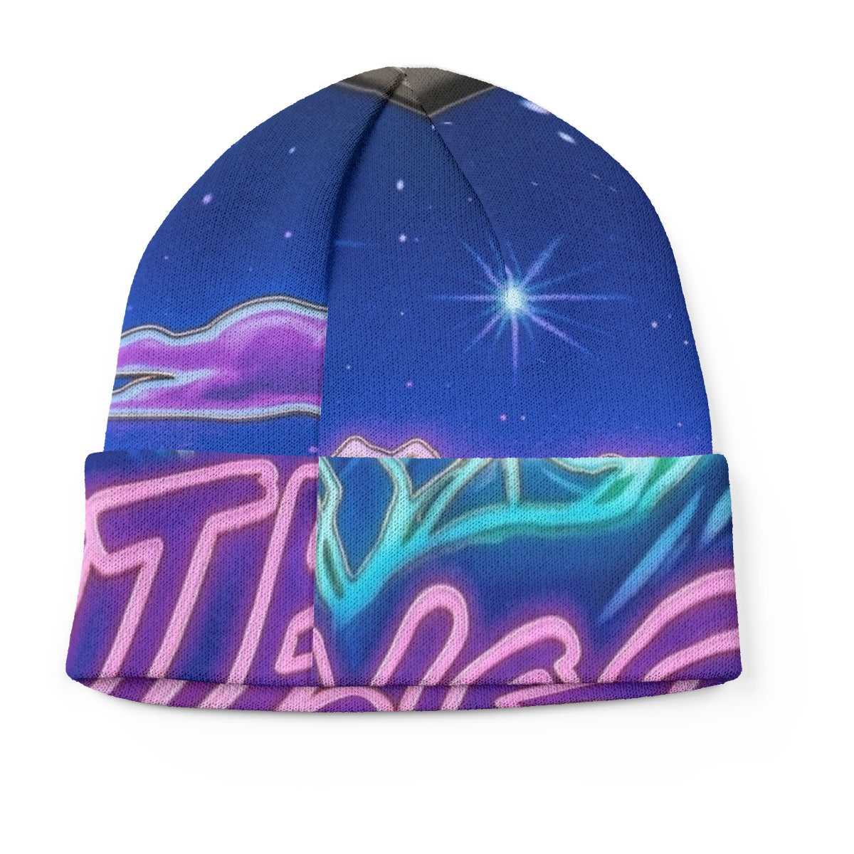 Retro Synth-wave/Neon Yosemite National All-Over Print Knitted Hat
