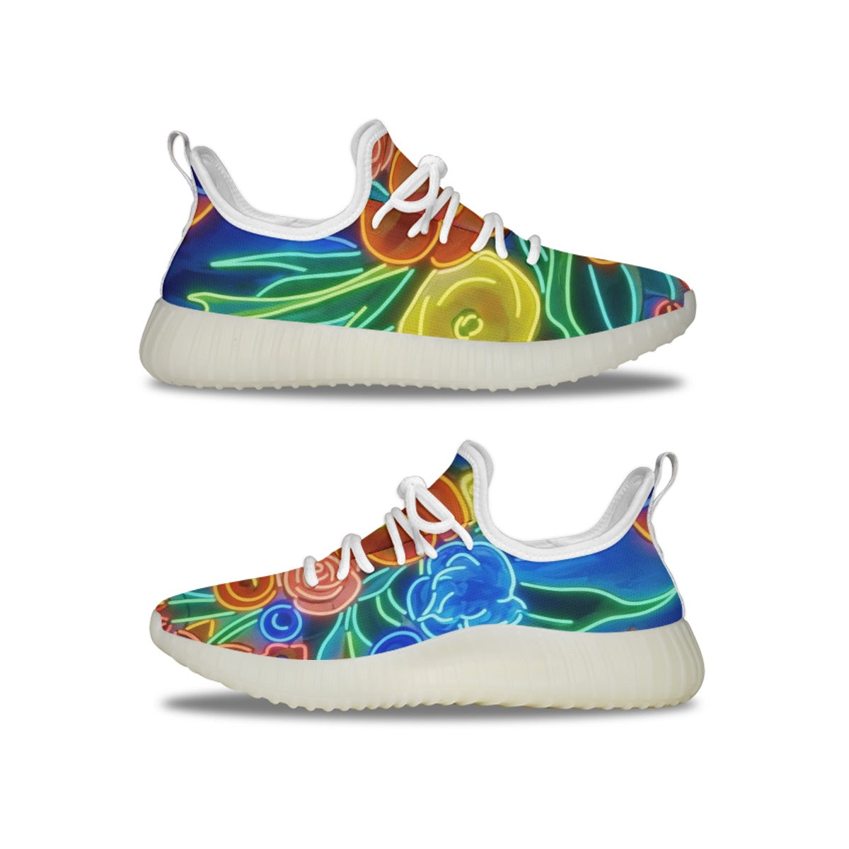 Multi-color Vibrant Abstract Floral All-Over Print Women's Sports Shoes