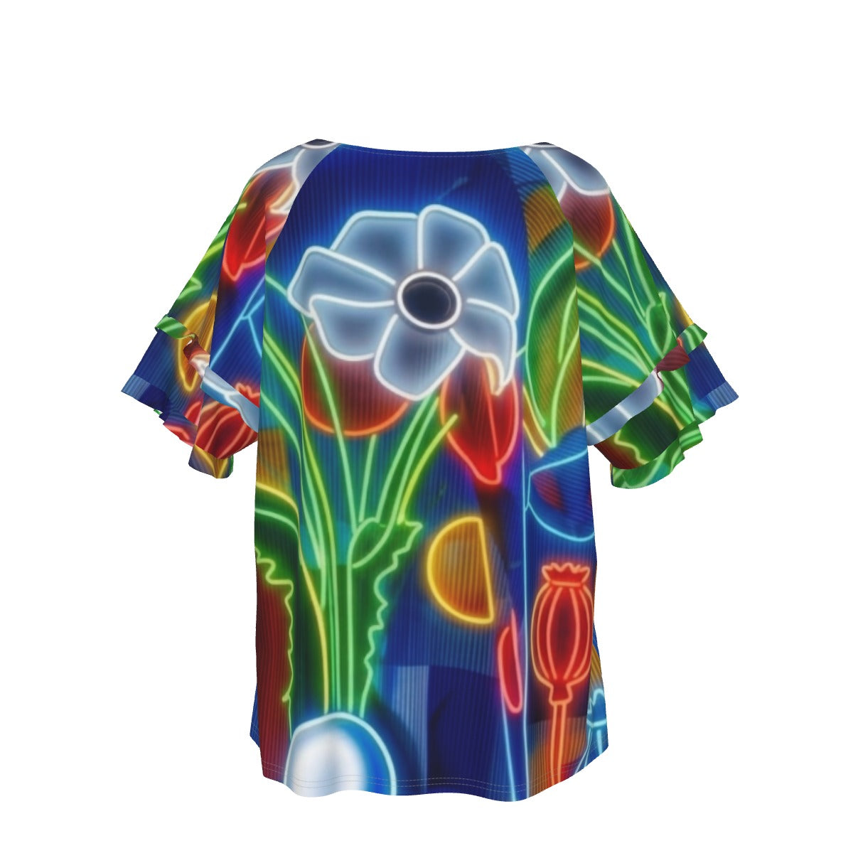 Multi-Color Glowing Flower Botanical Women's Round Neck Raglan Sleeve T-shirt