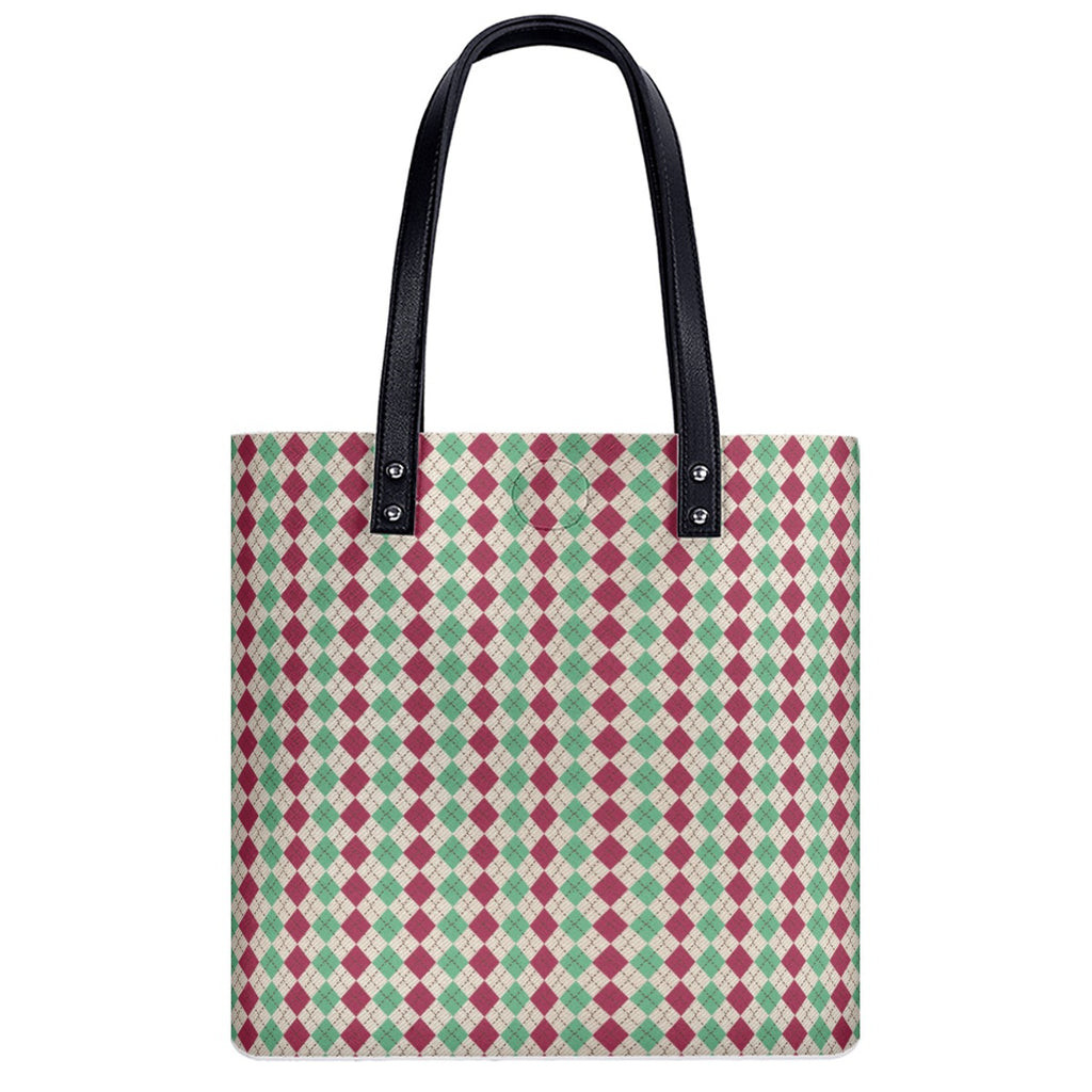 Geometric Green, Burgundy/Red, off White  PU Shoulder Bag