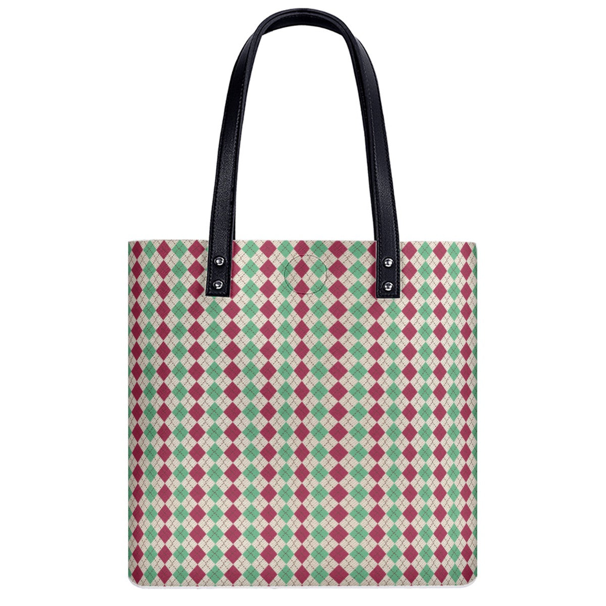 Geometric Green, Burgundy/Red, off White  PU Shoulder Bag