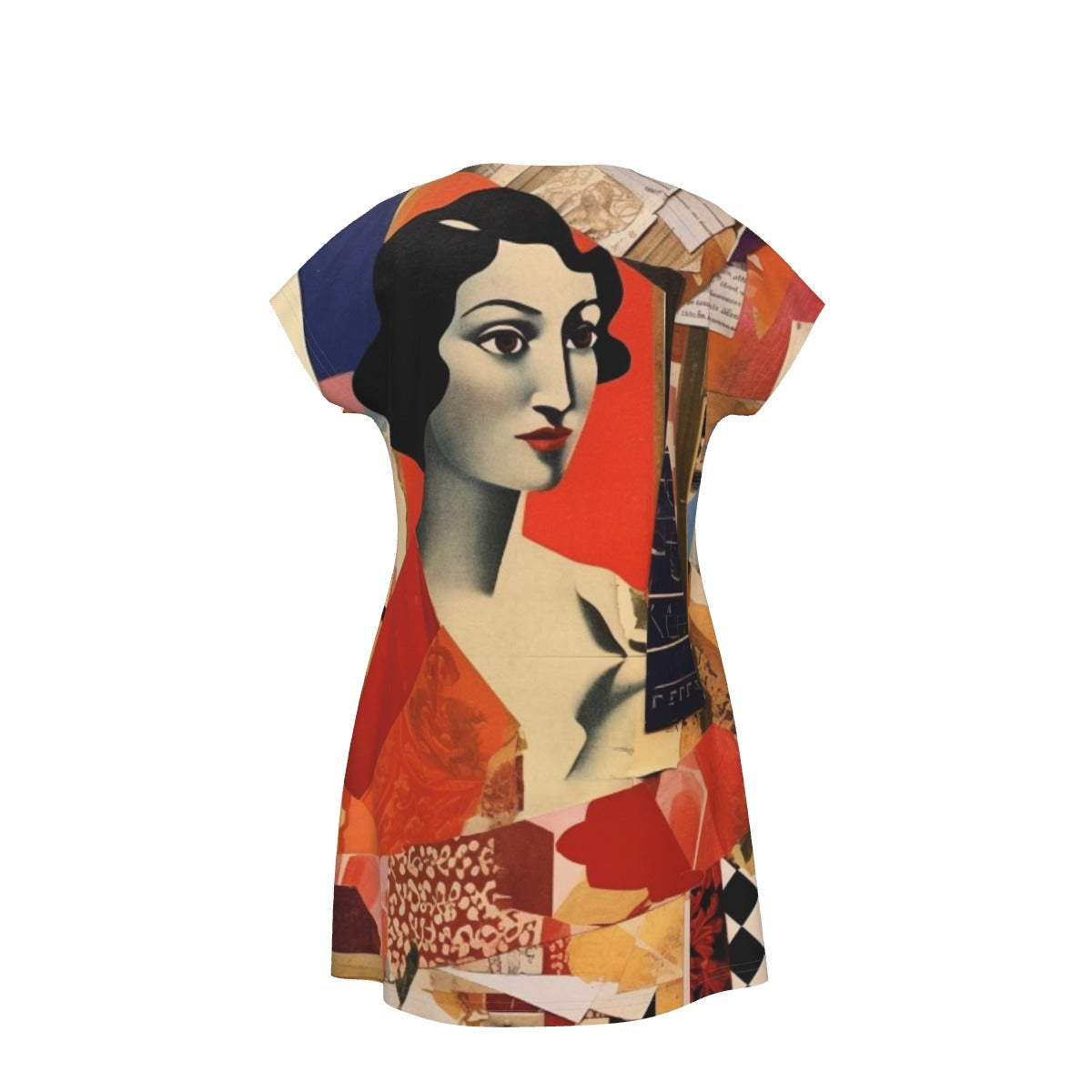 Cubist-inspired artistic All-Over Print Women's Short Sleeve Dress