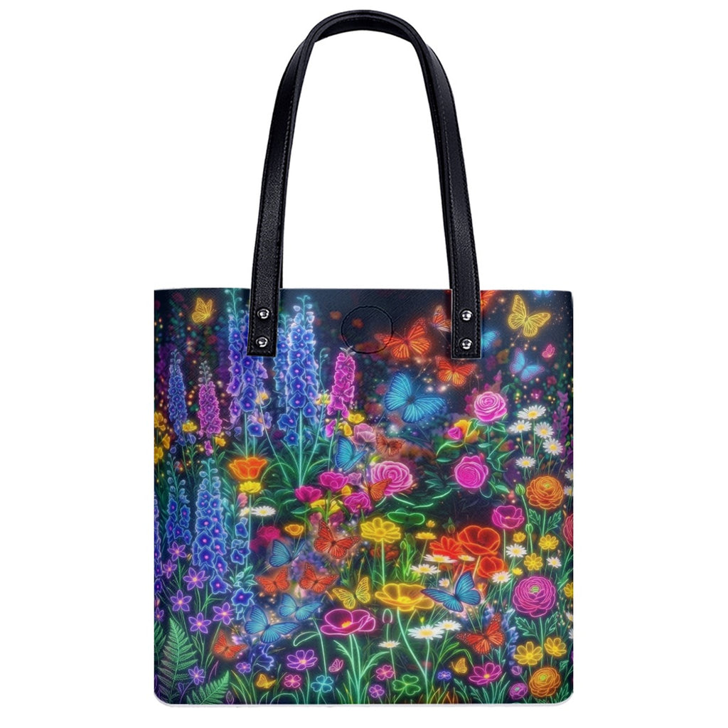 Neon Floral Butterfly PU Shoulder Bag