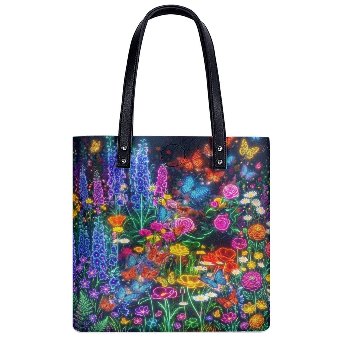 Neon Floral Butterfly PU Shoulder Bag
