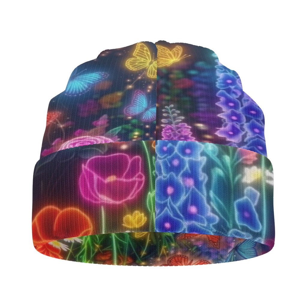 Neon Floral Butterfly All-Over Print Knitted Hat