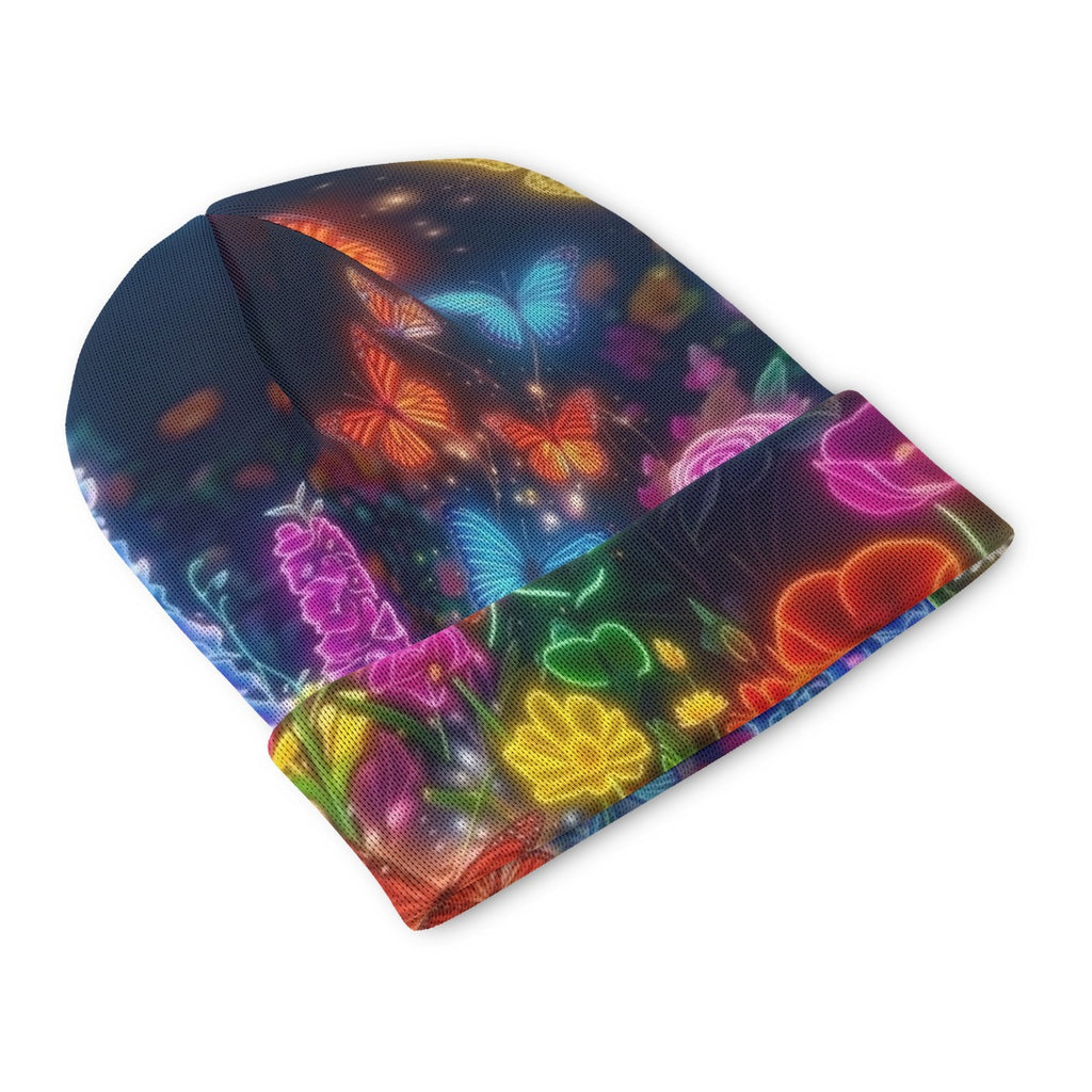 Neon Floral Butterfly All-Over Print Knitted Hat