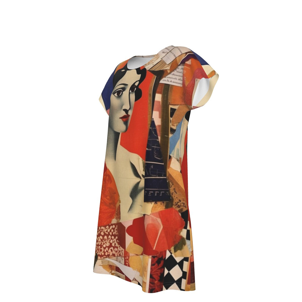 Cubist-inspired artistic All-Over Print Women's Short Sleeve Dress