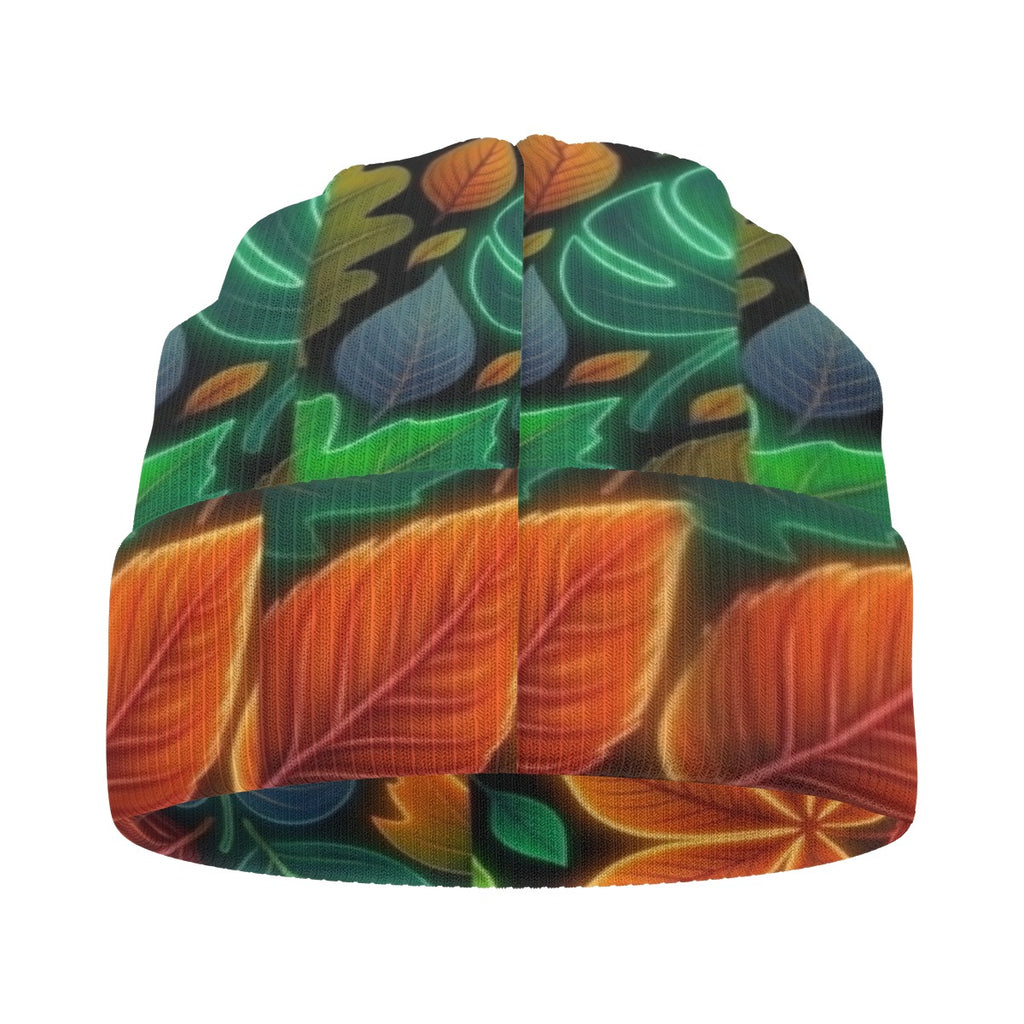 Multi-Color Autumn Leaves All-Over Print Knitted Hat