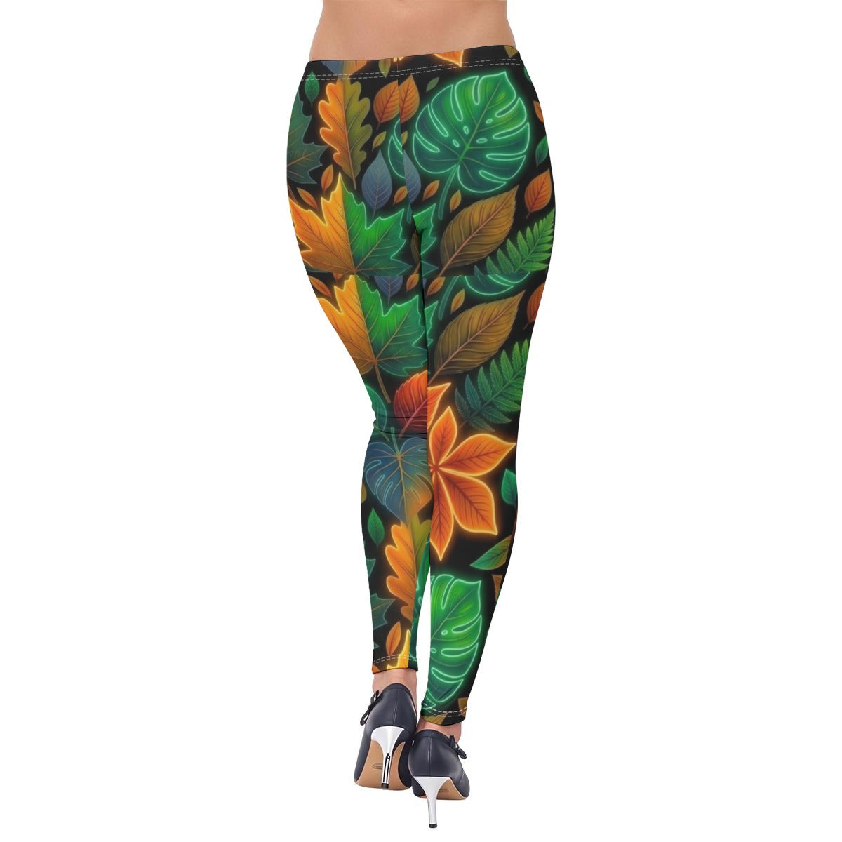 Multi-Color Autumn Leaves All-Over Print Women's High-Stretch Leggings