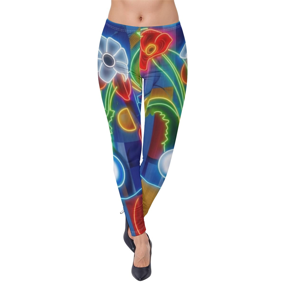 Multi-Color Glowing Flower Botanical All-Over Print Women's High-Stretch Leggings