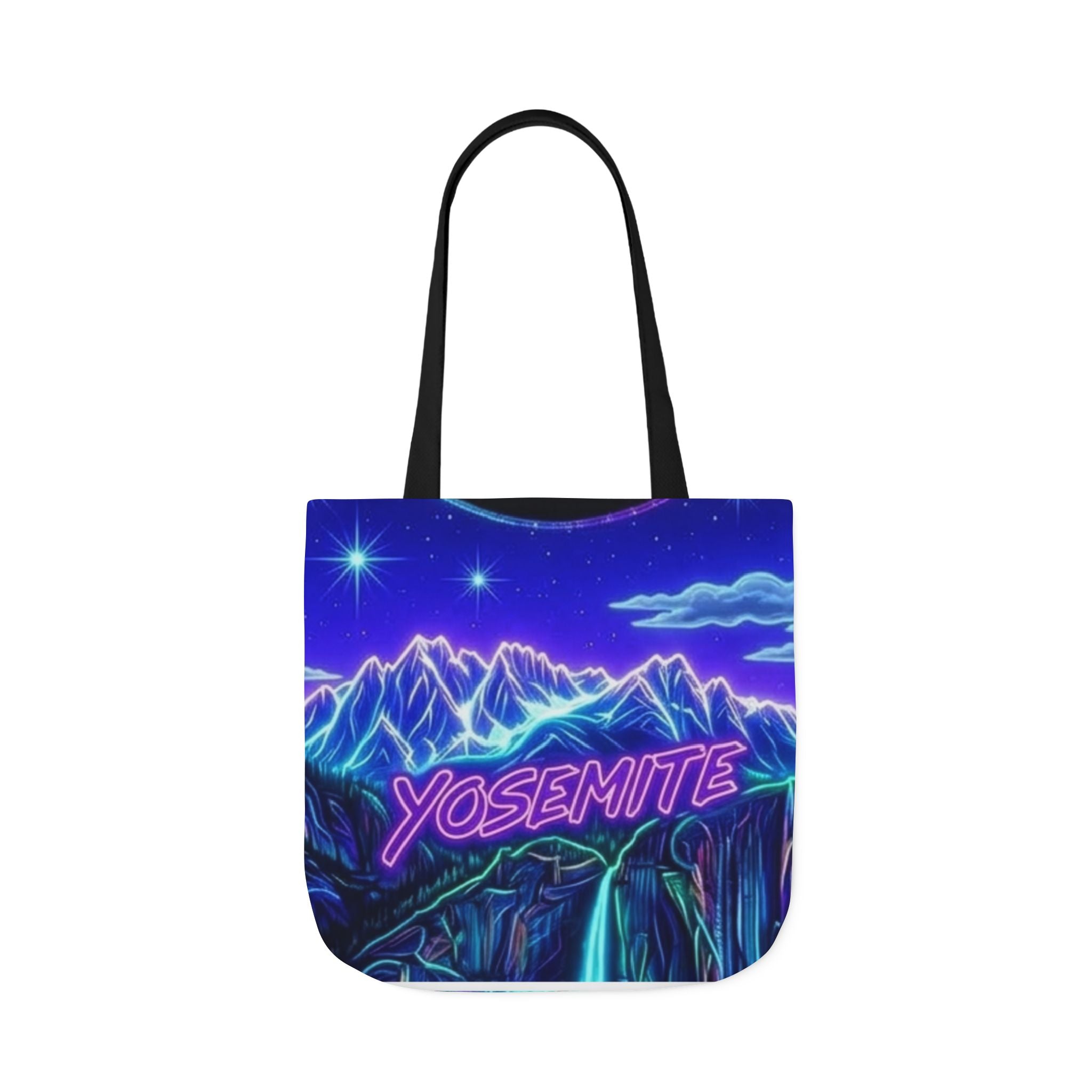 Yosemite Neon Mountains Canvas Tote Printify