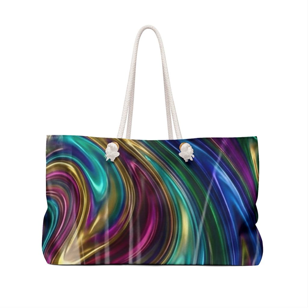 Abstract Swirl Weekender Bag — Colorful Marble Travel Tote