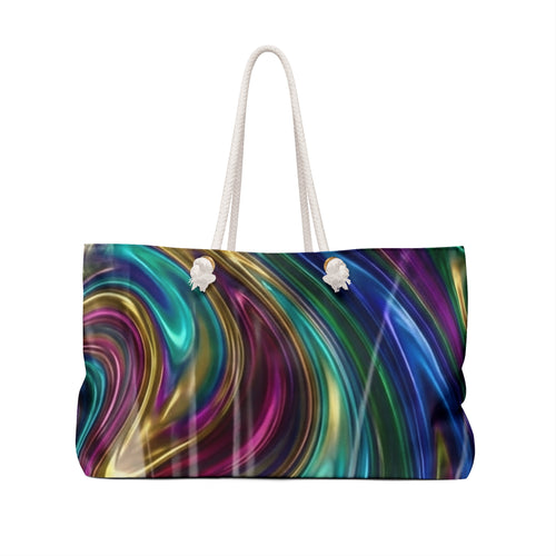 Abstract Swirl Weekender Bag — Colorful Marble Travel Tote