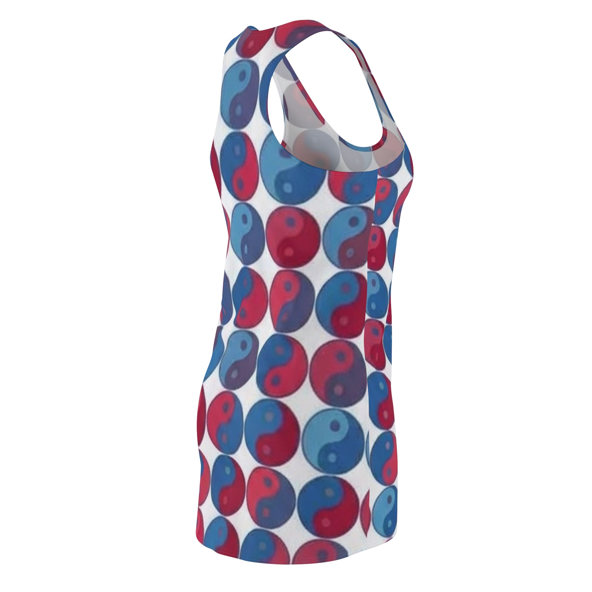 Red & Blue Yin Yang Racerback Dress — All-Over Print Casual Sundress