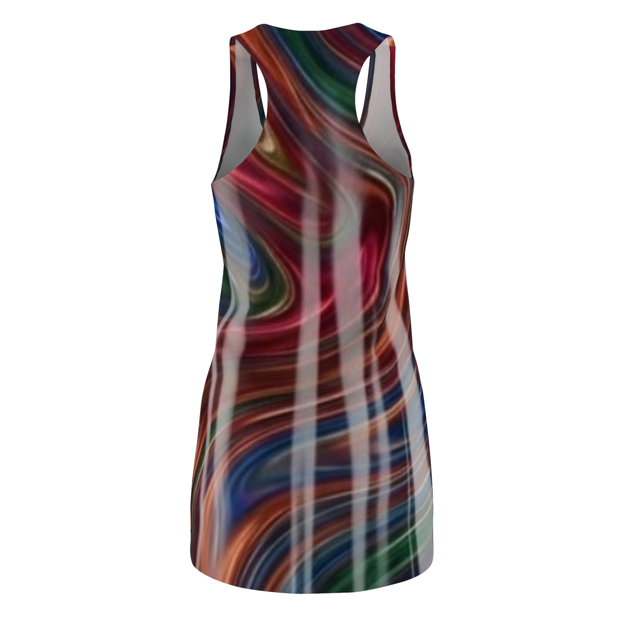 Swirl Marble Racerback Dress — Abstract Multicolor All-Over Print