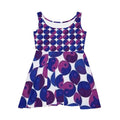 Yin Yang Polka Dot Skater Dress — Purple & Blue Graphic Print