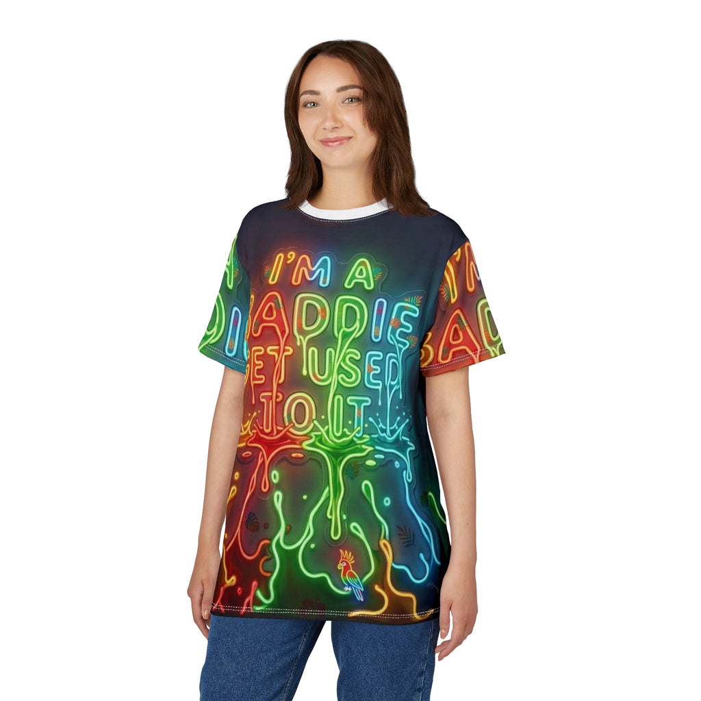 Neon 'I'm A Baddie' All-Over Print Tee