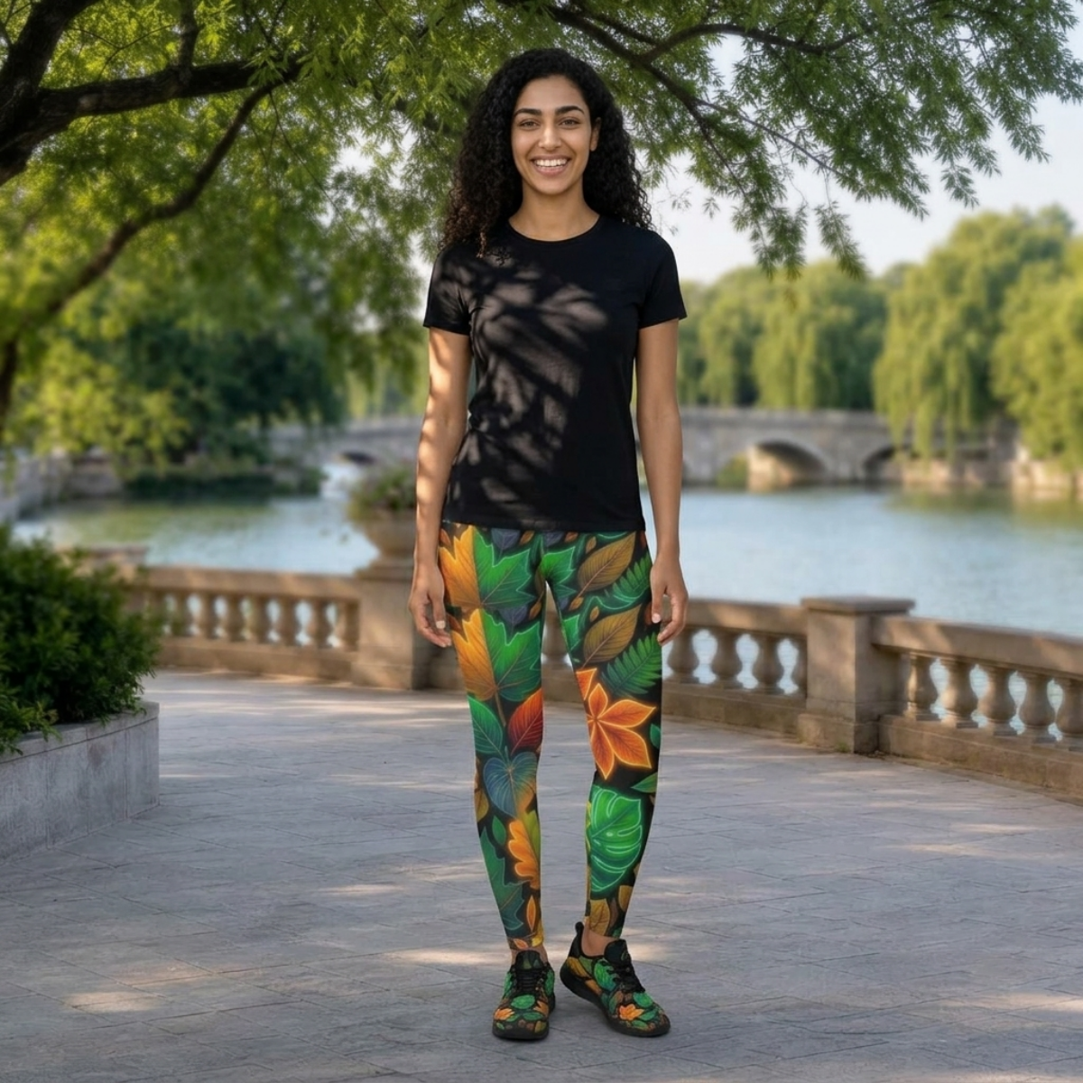 Multi-Color Autumn Leaves All-Over Print Women's High-Stretch Leggings